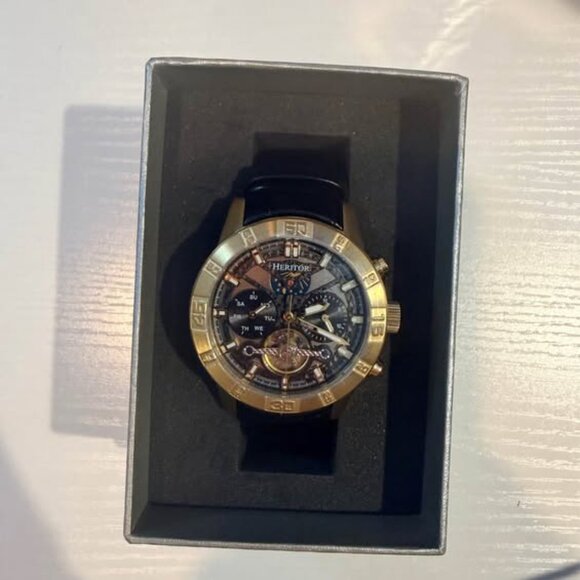 Authentic Heritor 44mm Automatic Hannibal Semi-Skeleton Leather-Band Watch - Picture 9 of 9